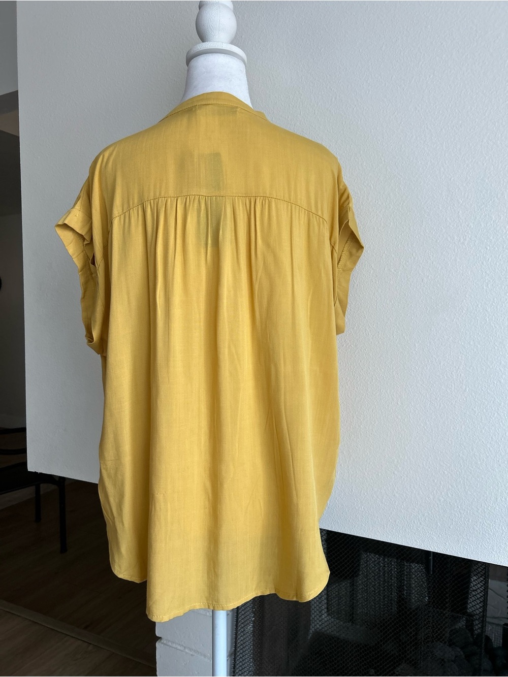 Short-Sleeve Button Front Top in Mustard Yellow - Picture 4 of 7